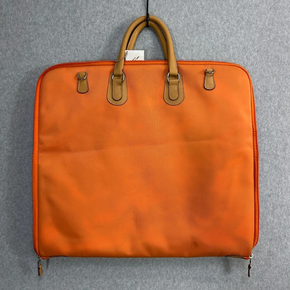 Mulholland Garment Bag Blue Orange Leather Trim Travel Suit Carrier Unisex OS‎